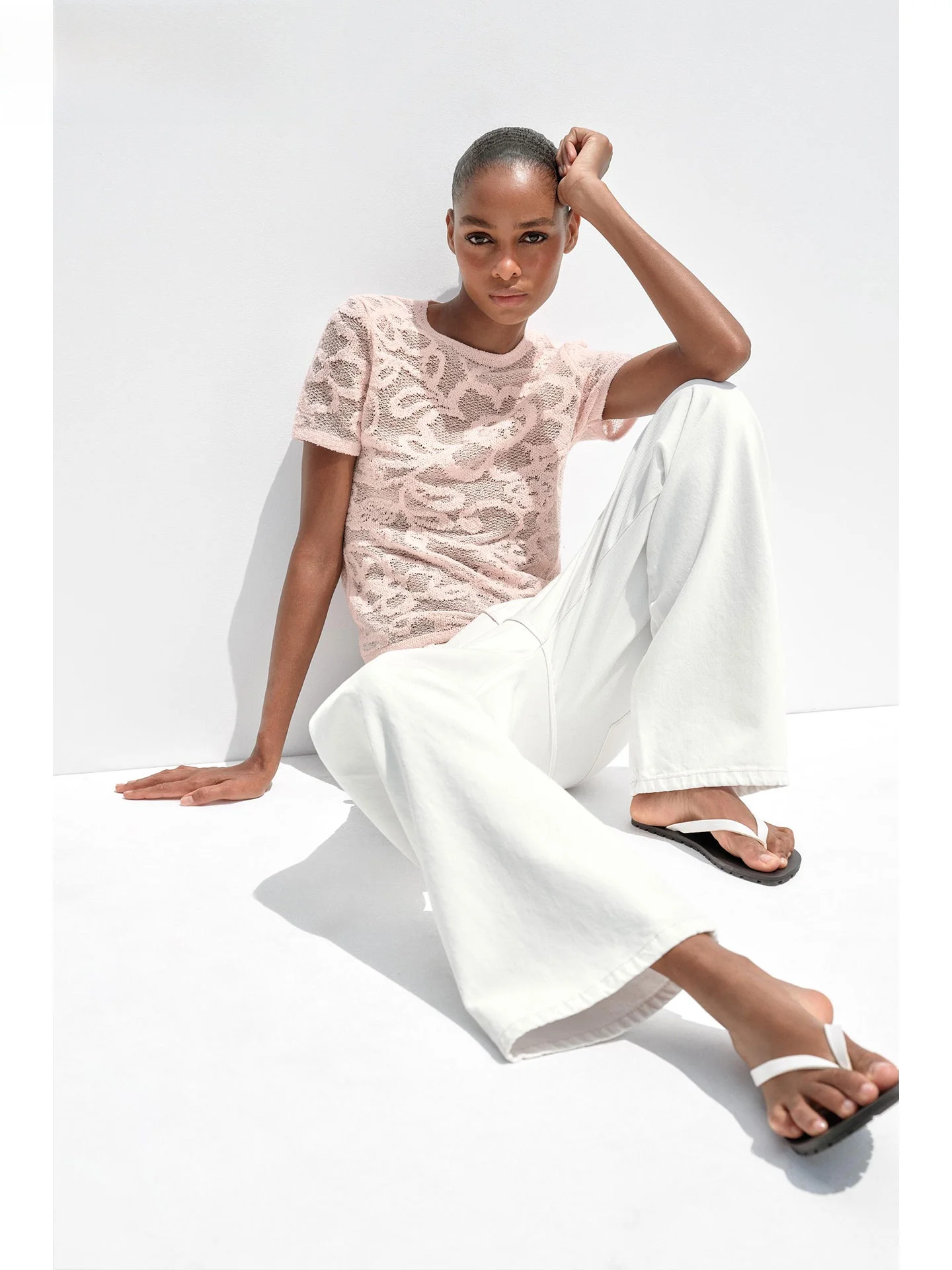 ZAPRHA 2025 Estate Nuovo Dolce Fiore Stampa Lavorato a Maglia Or Sve Round Ne Top Quali Materiale Slim Fit Faion da Donna