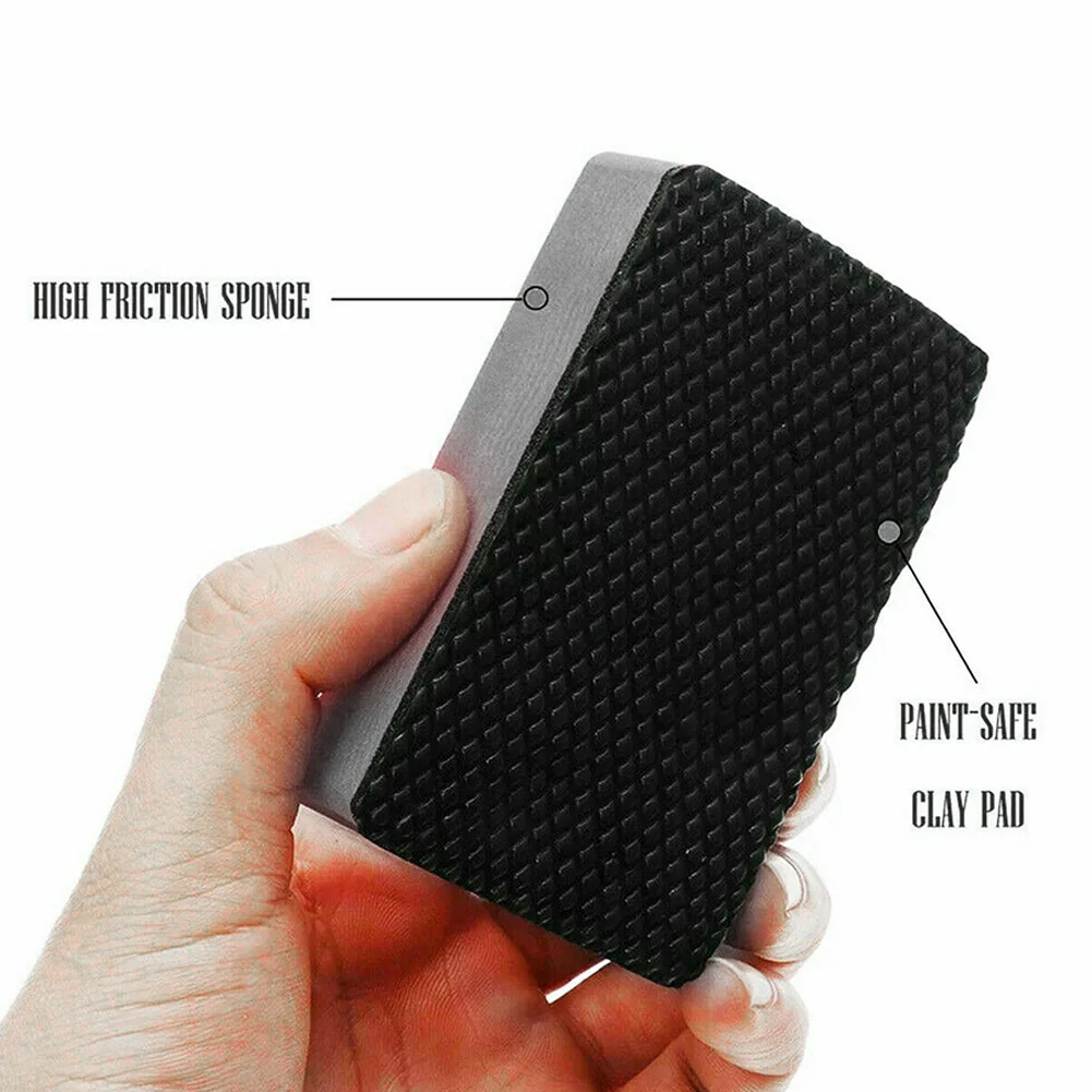 3Pc Car Clay Bar Pad Sponge Block Cleaning Eraser Wax Polish Pad Tools Black Car Sponge 9*6*2.5cm Automotive Care