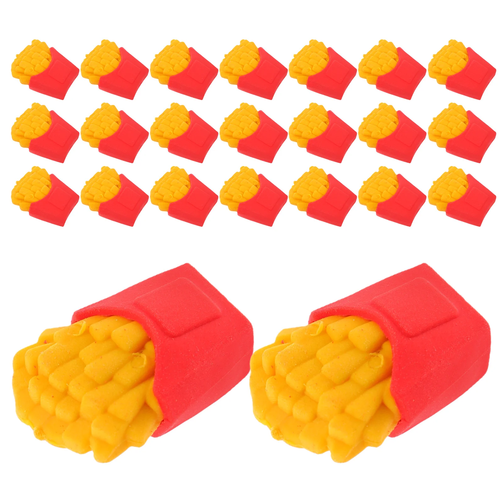 

30pcs French Fries Eraser Cute School Supplies Girls Mini Food Creative Cartoon Shape TPR Material Reliable Longlasting