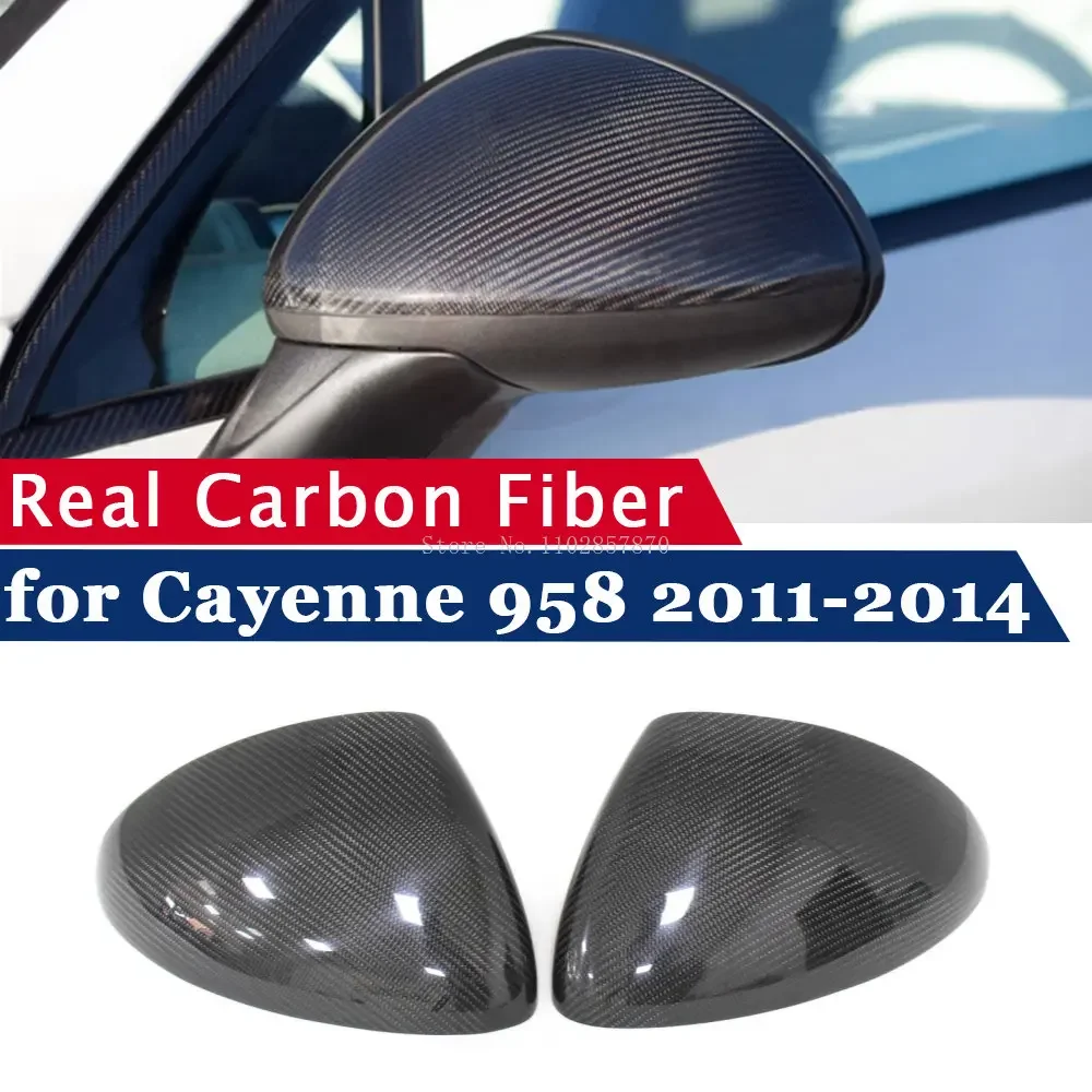 LHD Rearview Mirror Cover for Porsche Cayenne 958 2011-2014 Real Carbon Fiber Side Mirror Shells Add on Frame Replacement Case