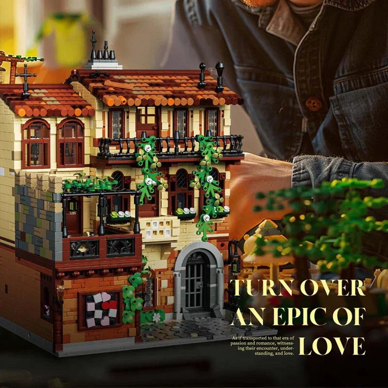 Ensemble de blocs de construction de balcon juliette, 3800 pièces, petites particules MOC Street View, maison romantique, modèle de briques, jouets de construction à assembler soi-même