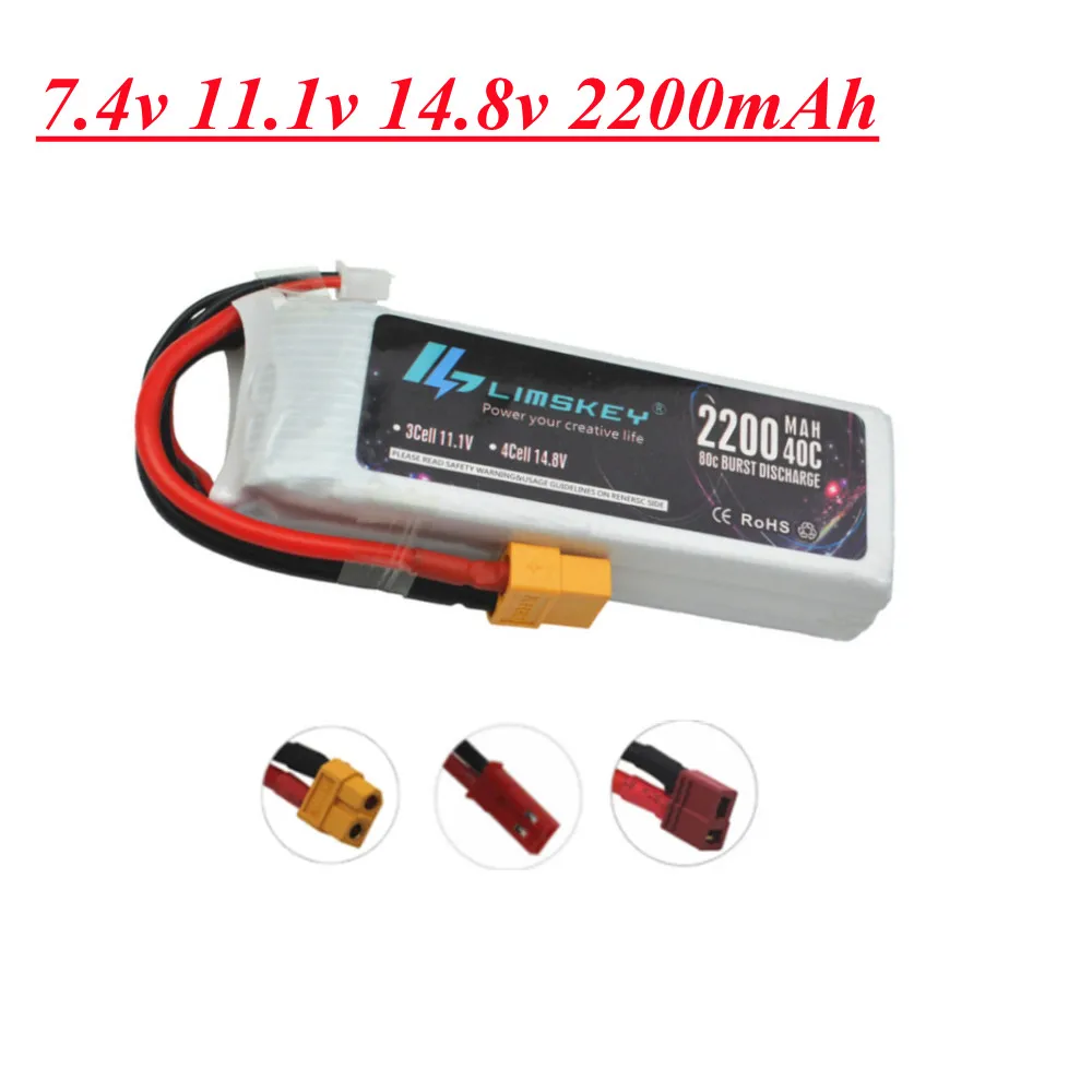 7.4v 11.1v 14.8v LiPo Battery For RC Toys Car Boats Drone Airplane Helicopter Parts 2200mAh 2s 3s 4s Battery XT60/JST/T Plug