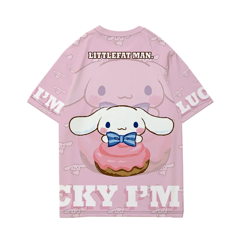 Kids Sanrio Cinnamoroll short-sleeved T-shirt men and women couples wear parent-child pain clothes cinnamon dog cute.