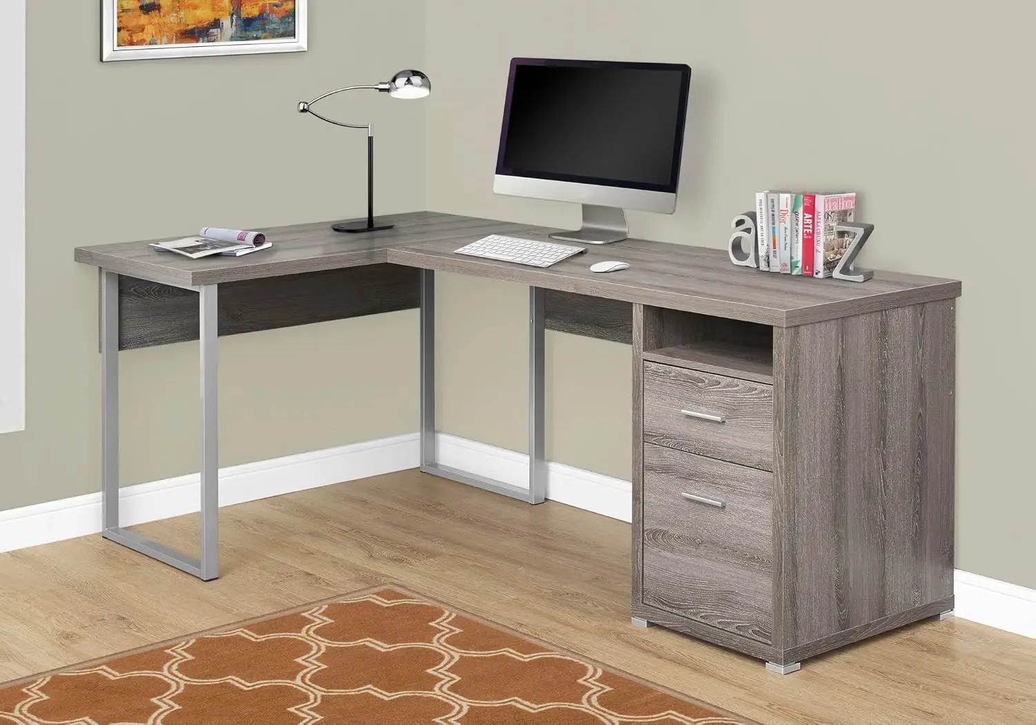 Monarch Specialties I 7255 Computer Desk, Home Office, Corner, Left, Right Set-up, Storage Drawers, 80