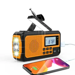 For Spanish Christmas Gift Emergency Solar Power Radio Hand Crank Charging AM/FM SOS Alarm Radio Led Read Flashlight power bank