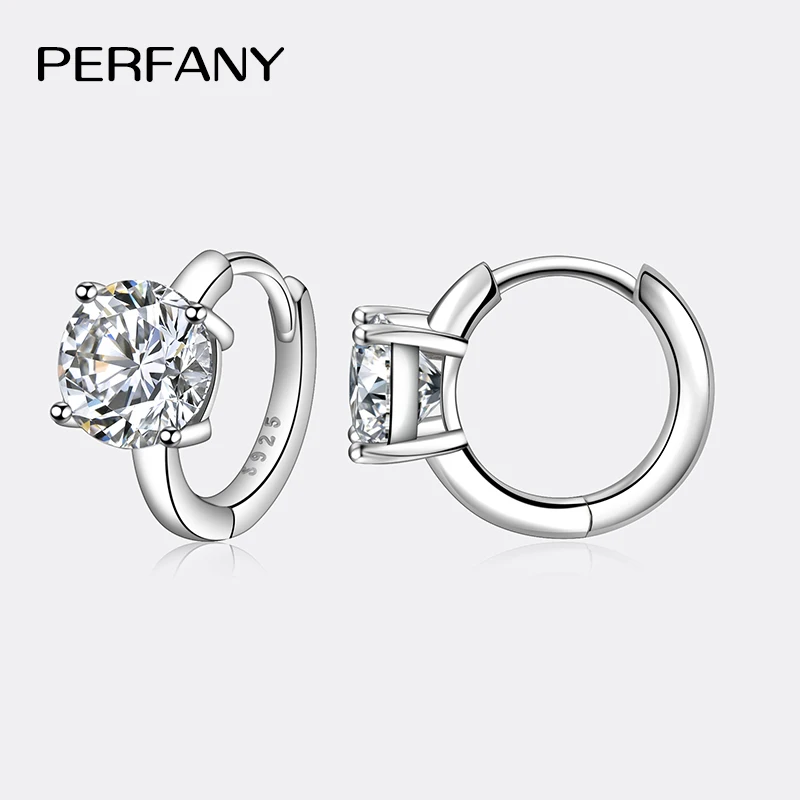 PERFANY 1CT Moissanite Earrings for Women S925 Pure Silver Simulated Diamond Simple Four Claw Earrings Fashion Wedding Jewelry