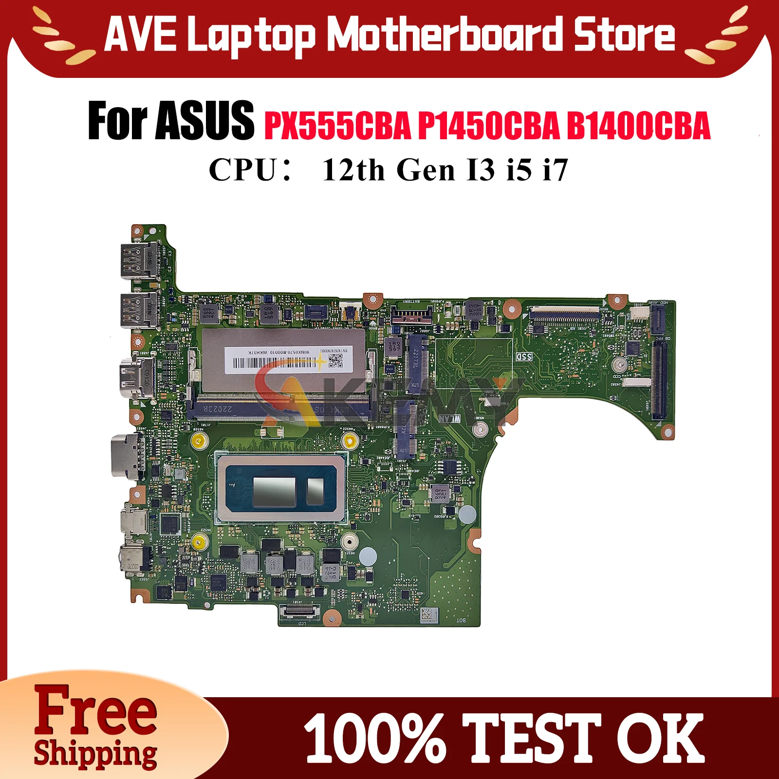 

B1400CBA Материнская плата для ноутбука ASUS ExpertBook P1450CBA PX555CBA B1400CB B1400CCBA Материнская плата для ноутбука с 12-го поколения I3 i5 i7