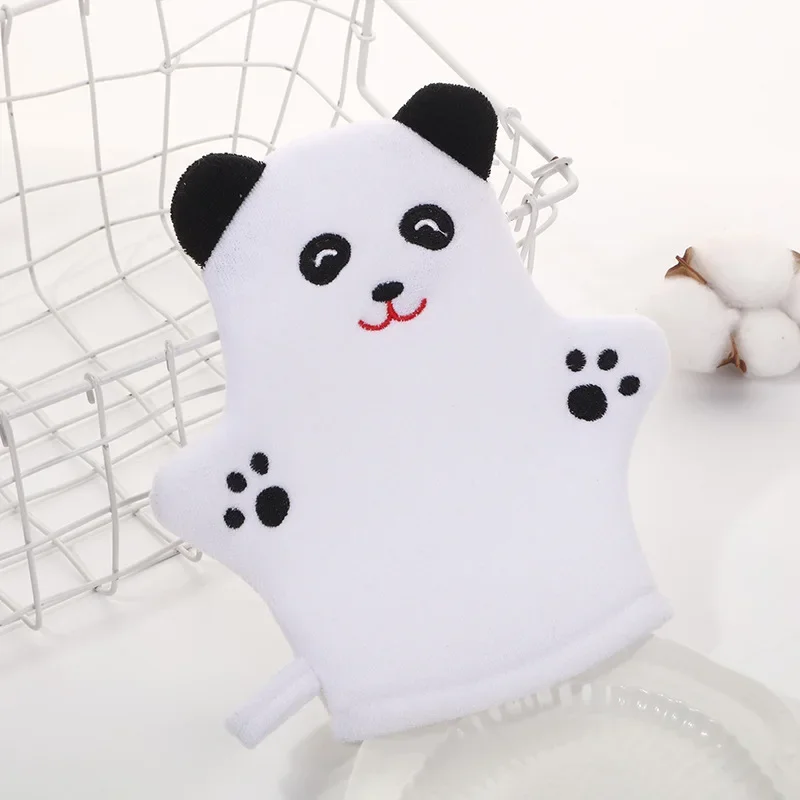 Cute Baby Bath Gloves Children Cartoon Penguin Bath Towel Scrubbing Gloves Body Clean Sponge Bath Accessories Soft Gloves