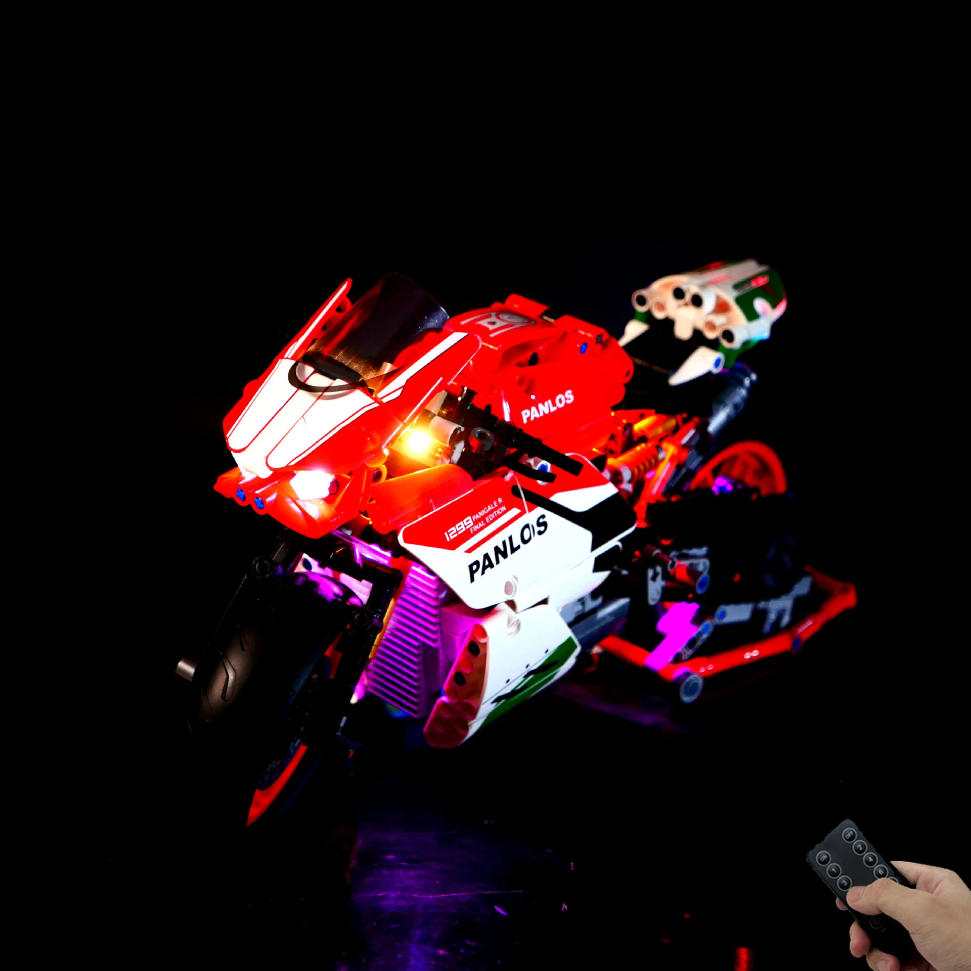 

DIY LED Lighting Kit Compatible with 672001 Red Sport Bike Building Blocks Remote Control Light Set (No Bricks Included)