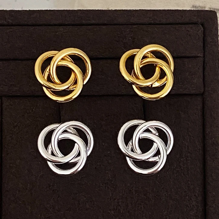 

PONYKISS 925 Sterling Silver 18K Gold Twisted Cross Hollow Flower Stud Earrings for Women Cute Plant Fine Jewelry Accessories