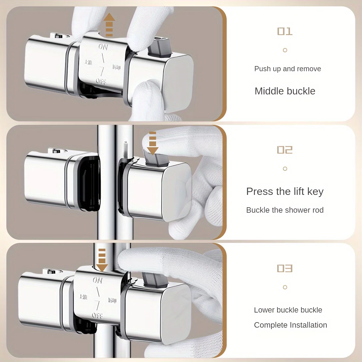 ติดผนังปรับหัวฝักบัวผู้ถือ Telescopic Lift Rod ลูกบิดหมุนลูกบิดหมุนอุปกรณ์ห้องน้ํา