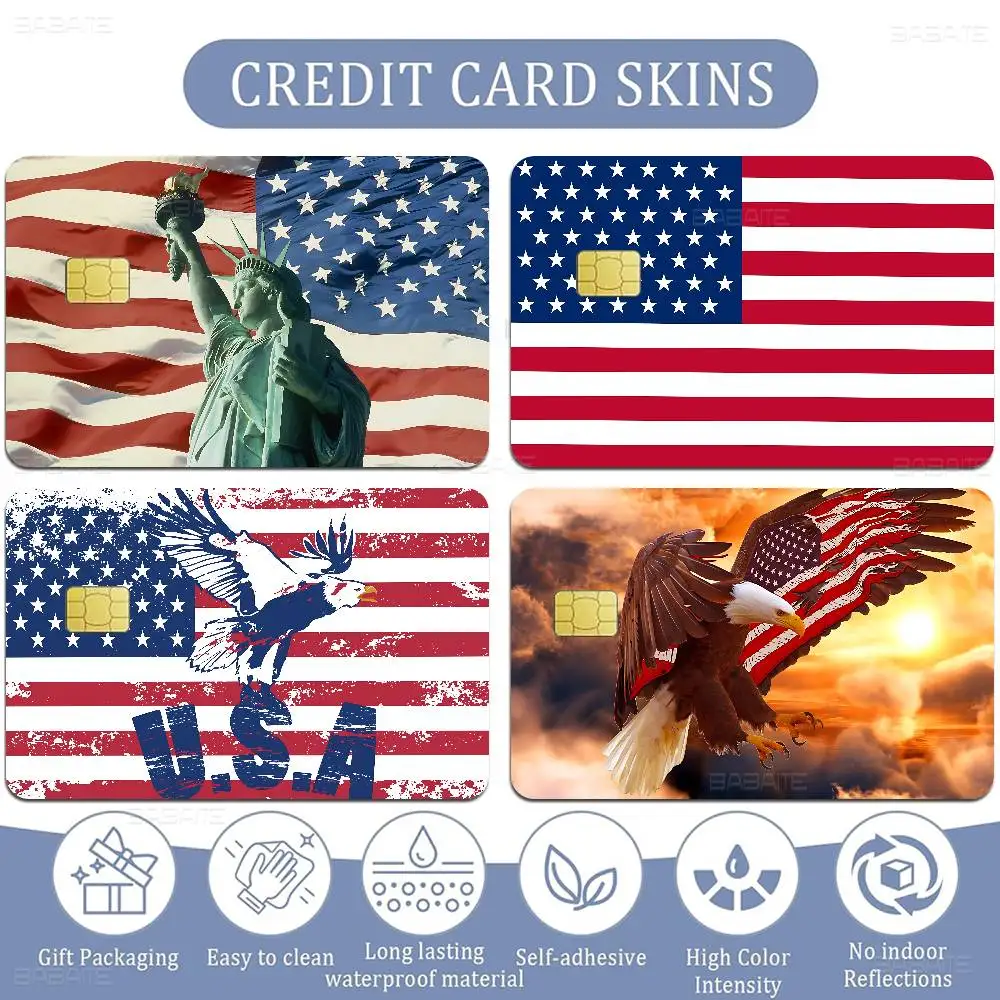 American Flag USA Diy Credit Debit Card Sticker Party Sticker Decoration Waterproof Small Chip Card Skin Sticker
