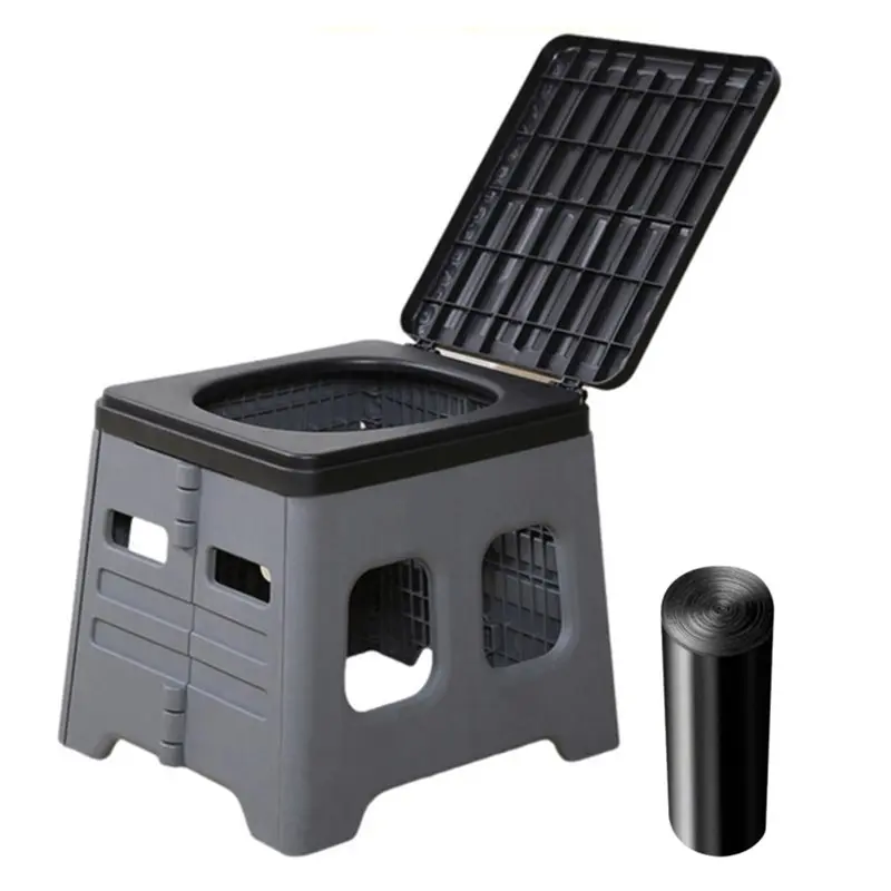 A26F-For Camping And Travel Compatible Multifunctional Portable Folding Toilet With Lid