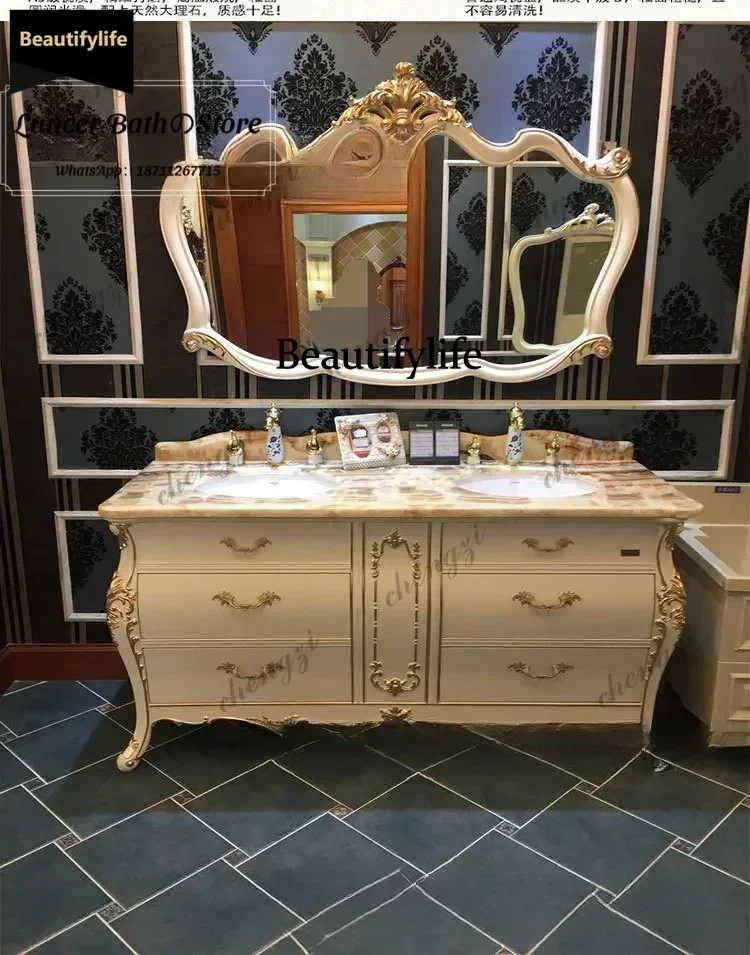 Bathroom vanity set - oak bathroom cabinet with mirror, marble countertop, and sink b567