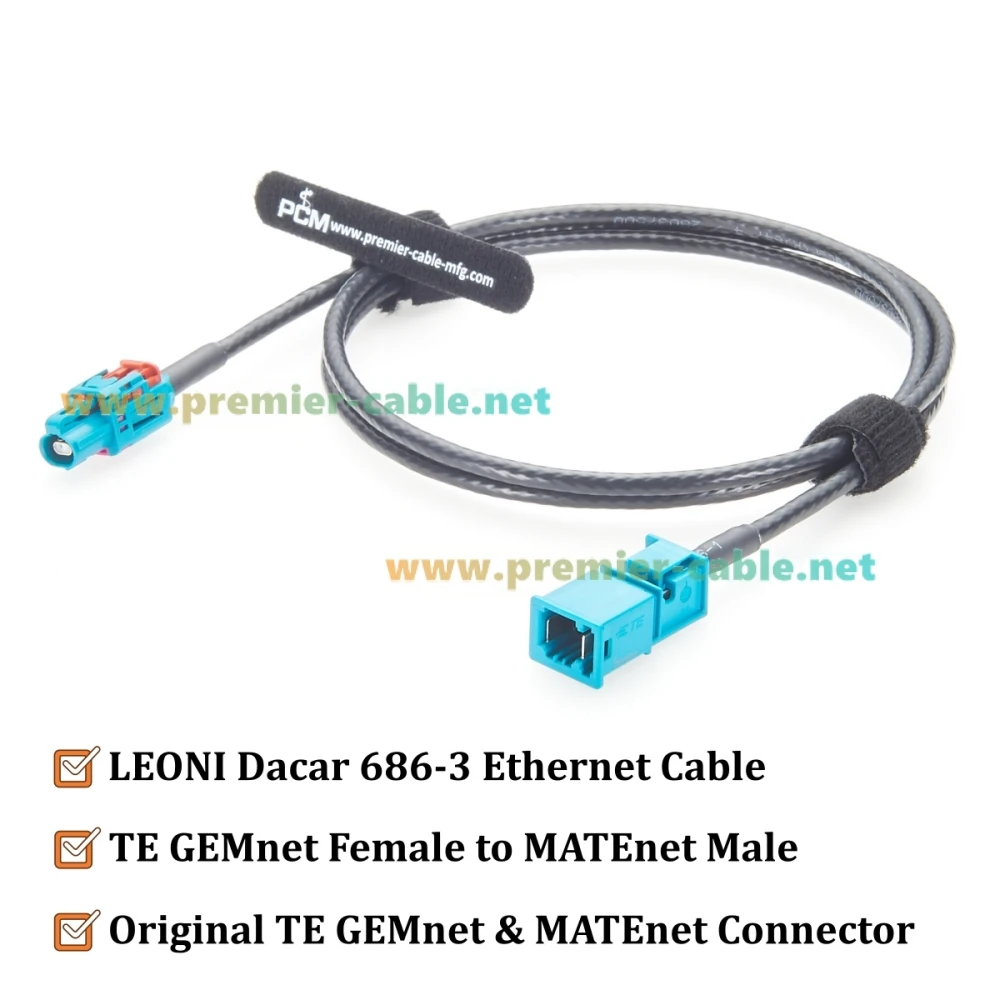 TE GEMnet Female to MATEnet Male Automotive Ethernet Cable 1-2368022-4 to 2302461-9 10Gbps Vehicle Network Cable for ADAS, ECU
