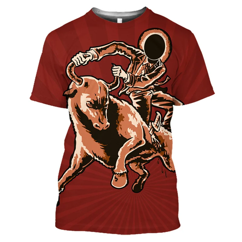 Spain Bull Graphic T Shirt for Men T-shirt Fashion 3D San Fermín Bullfight Printed Tee Shirts Womens Clothing Kids Short Sleeve