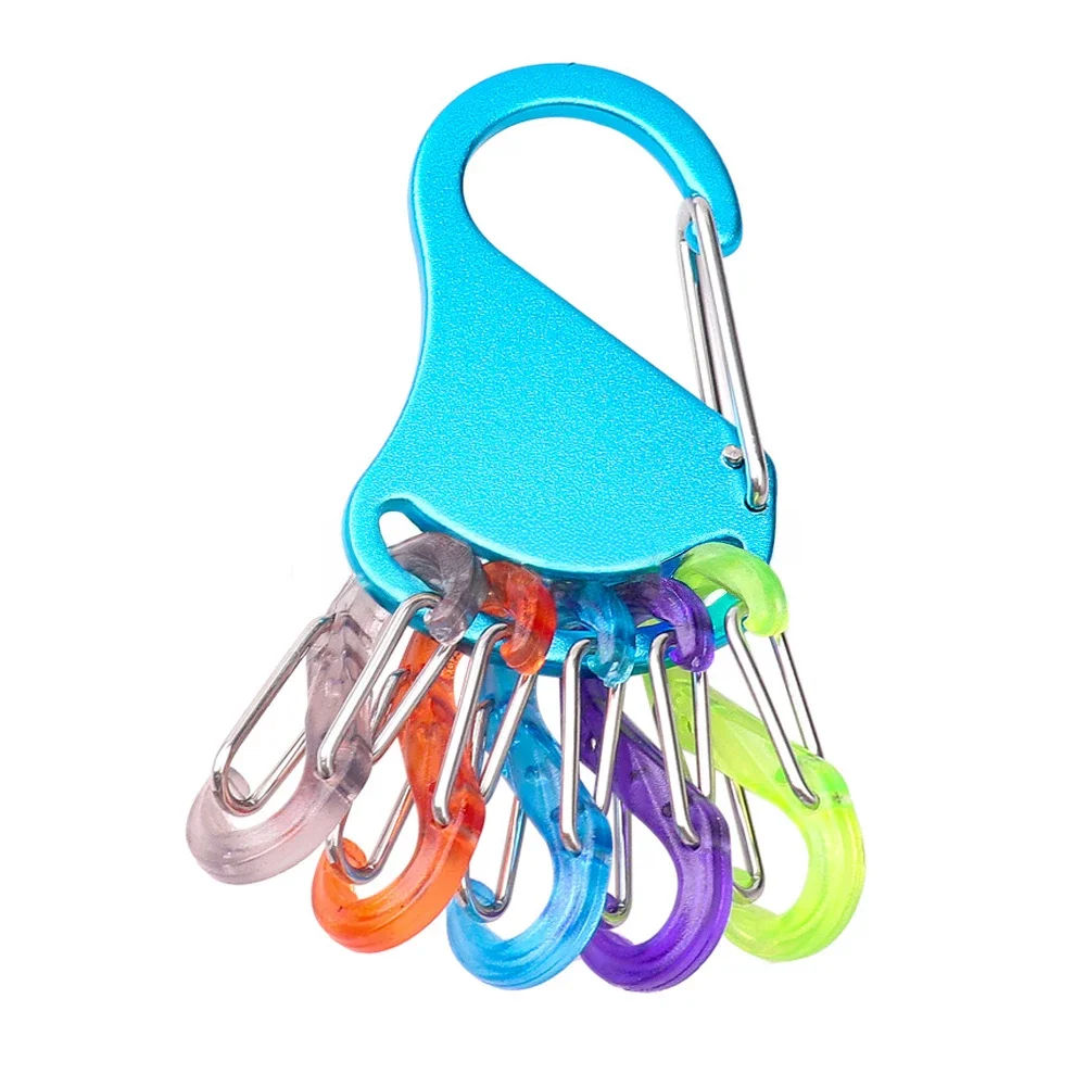 HDIRXG Aluminiumlegering Chem Light Holders Karabijnhaak Clip Met 6 S-Biners Glow Sticks Sleutelopberggesp voor Buiten Kamperen
