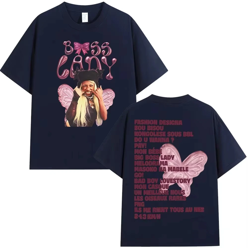 Theodora BOSS Lady album graphic music T-shirt 100% cotton casual short-sleeved loose top  graphic t shirts