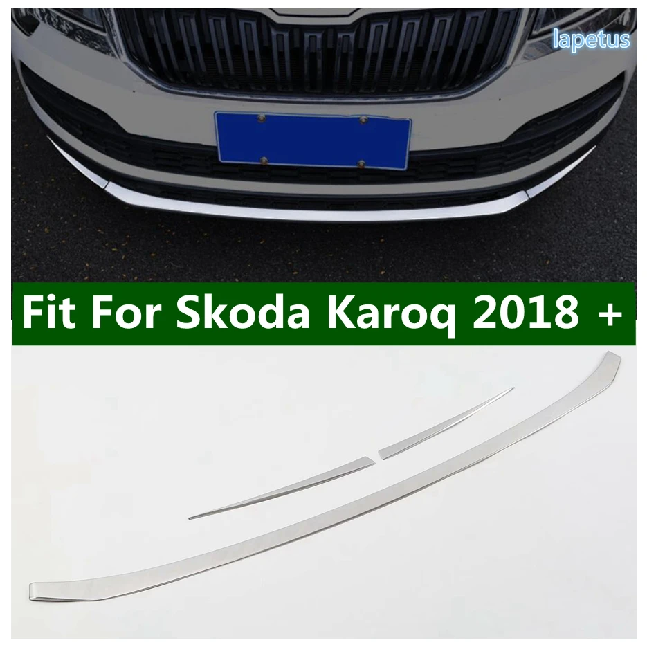 

Steel Front Lower Bumper Lip Splitter Strips Molding Under Center Grille Mesh Cover Trim For Skoda Karoq 2018 - 2020 Accessories