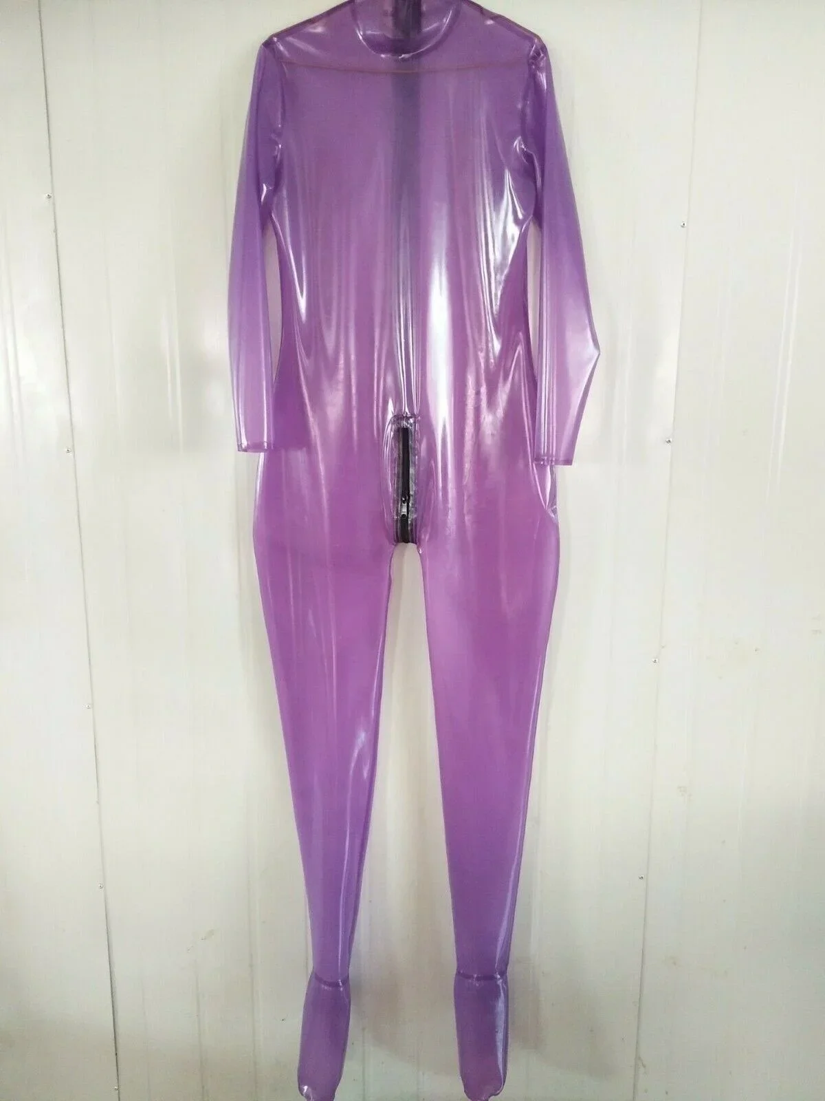 Latexanzug Zentai Kostüm 100% Rubber Gummi Ganzanzug Purple Catsuit Sexy S-XXL