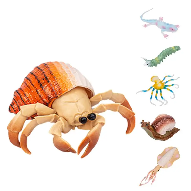 

Soft Rubber Lizard Octopus Snails Cuttlefish Caterpillar Hermit Crab Simulation Action Figure Animal Model Toys for Children