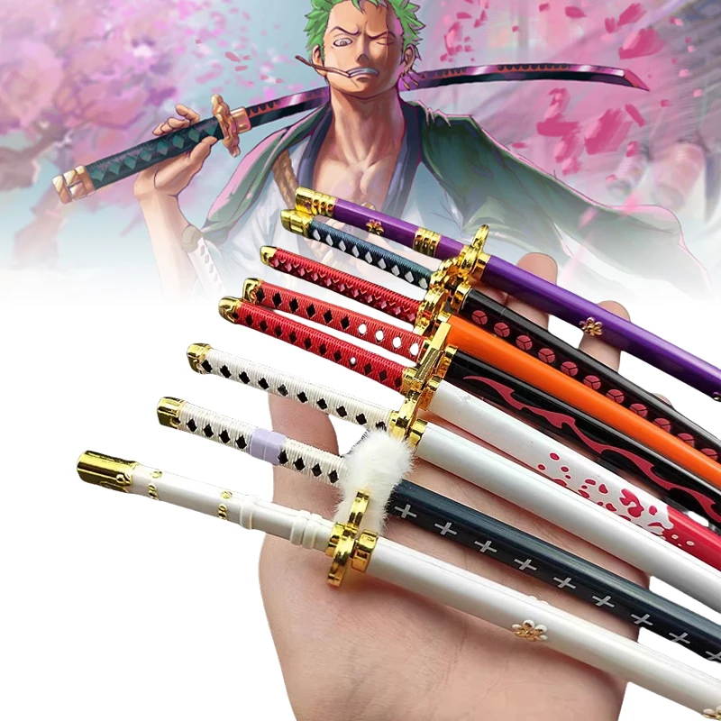 25cm Roronoa Zoro Katana Anime Metal hierro Zoro espada cuchillo Ninja hoja tamaño Real japonés Katana samurái sable de acero juguete para regalo