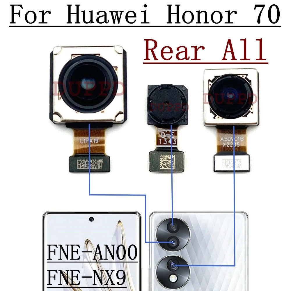 Back Main Front Camera For Huawei Honor 70 Original Frontal Selfie Facing Rear Camera Module Flex Replacement Parts