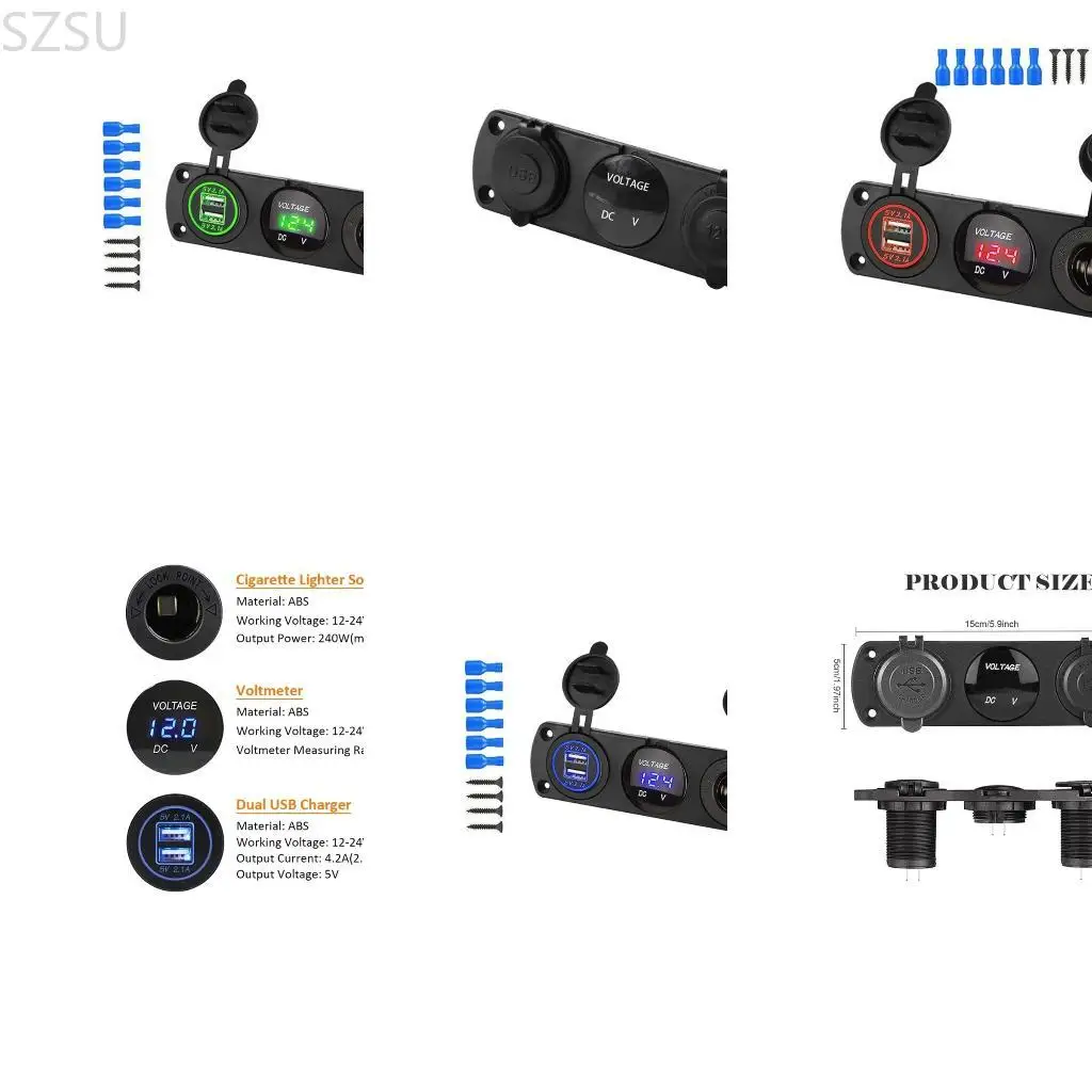 

SZSU Двойное USB-зарядное устройство для быстрой зарядки прикуривателя Быстрое мобильное зарядное устройство с двойным для