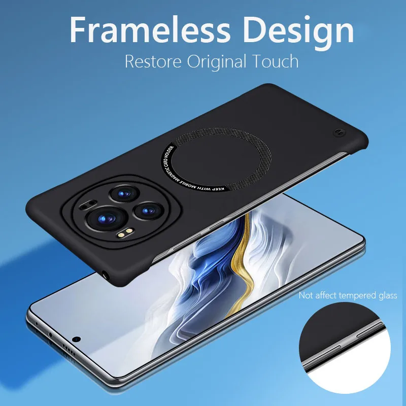 Frameless Magnetic For Magsafe Slim Case For Honor Magic6 Pro Magic 6 Pro 5G Wireless Charging Hard Back Cover