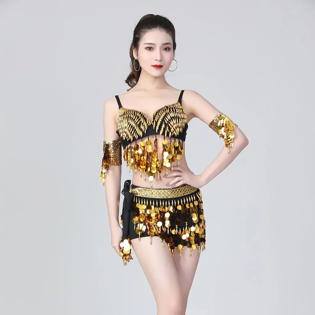 Chiffon Fringe Belly Dance Hip Scarf Sequin Tassel Skirt Wrap for Women Stage Outfits