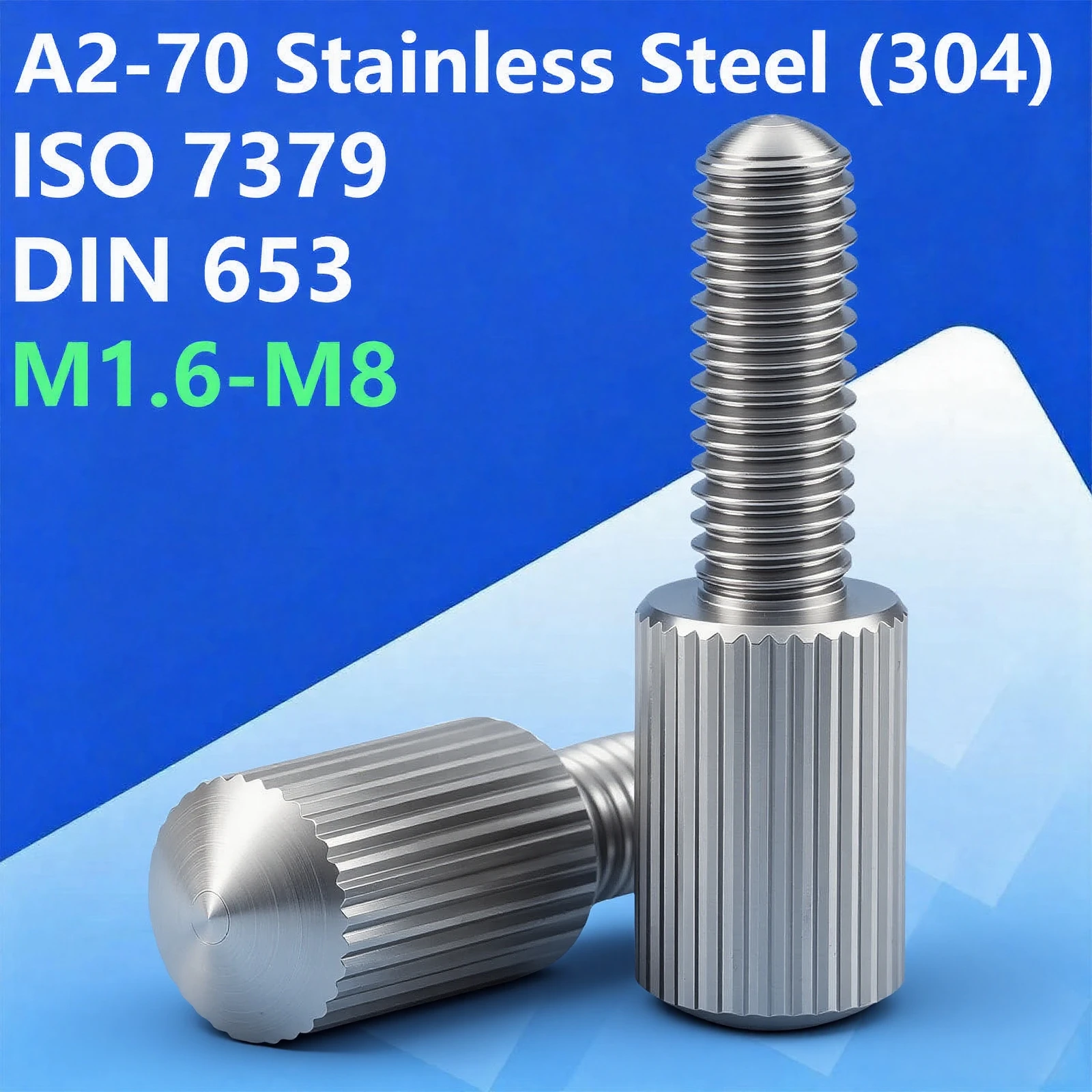 A20-70Stainless Steel Knurled Thumb Screw Shoulder, Ball Point Hand Tighten Screw M1.6M2M3M4M5M6M8 3D Printer Bed Leveling Screw