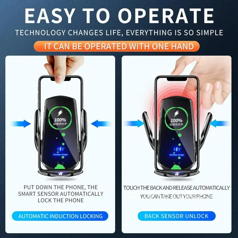 

Automatic 30W Qi Car Wireless Charger for iPhone 13 12 11 XS XR X Samsung Xiaomi Magnetic USB Infrared Sensor Phone Holder Mount