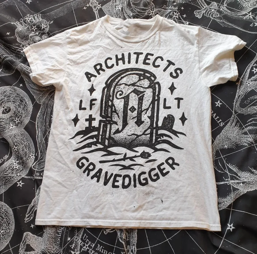 Architects Band Gravedigger Cotton Full Size Men Women White Shirt J898 Luxury oversizedT-shirts for  Clothing  Tees Hig