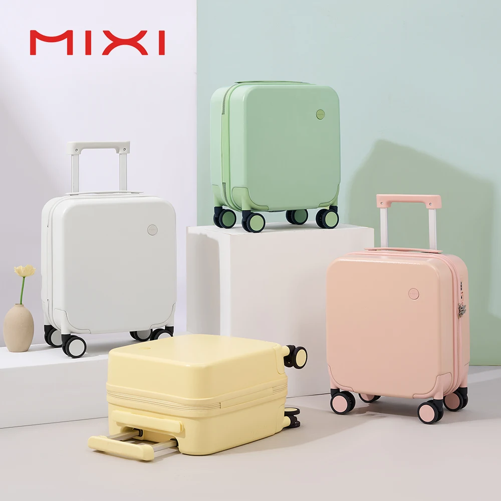MIXI-equipaje de mano para asiento de 14 pulgadas, Mini maleta ligera para PC, bolsa pequeña para niños, funda de traje de viaje con cerradura TSA, ruedas giratorias