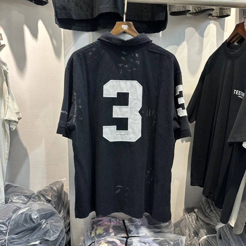 

American High Street Heavyweight Embroidered Letter Bae irt ort Sve Retro Spray Painting Loose Hip Hop T-irt