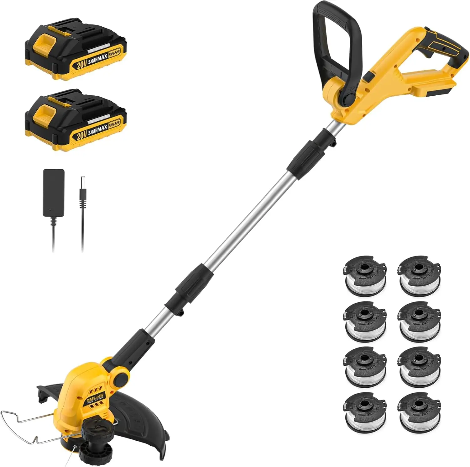 

12 Inch 20V Cordless String Trimmer & Edger, 2-in-1 Weed Wacker with 2x2.0Ah Battery and Charger, Auto Feed Line for Lawn Garden