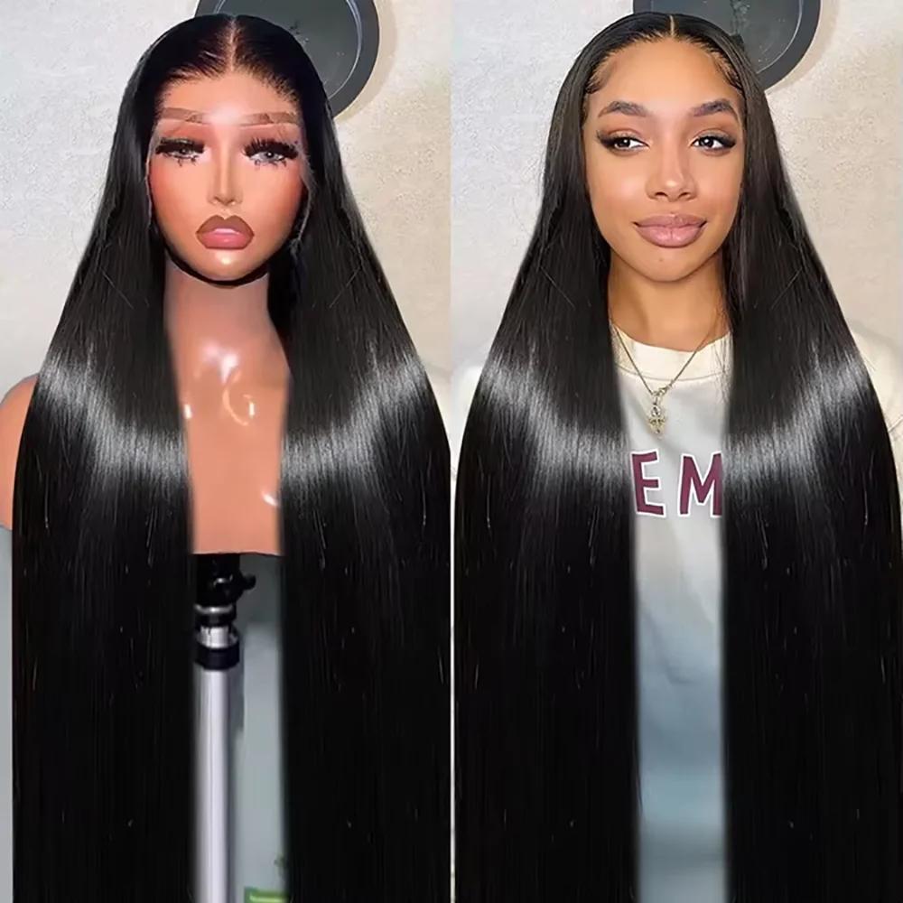 

46-дюймовые прямые парики из натуральных волос с HD-кружевом 7x6 и 13x6, черные, 220% плотности, парик из натуральных волос с HD-кружевом 13x4 Max-lace для женщин