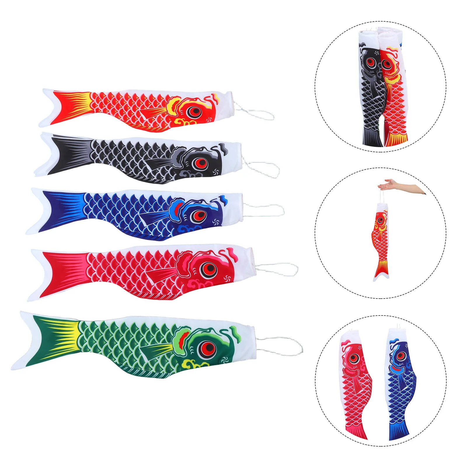 

5pcs 70Cm Japanese Koinobori Wind Socks Waterproof Durable Outdoor Decoration Dragon Boat Festival Gifts