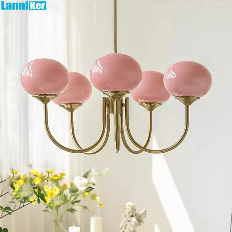 Modern Glass Ball Chandelier Creative Bauhaus Arts Lovely Girls Bedroom Lamp Vintage Home Decor Ceiling Pendant Chandeliers