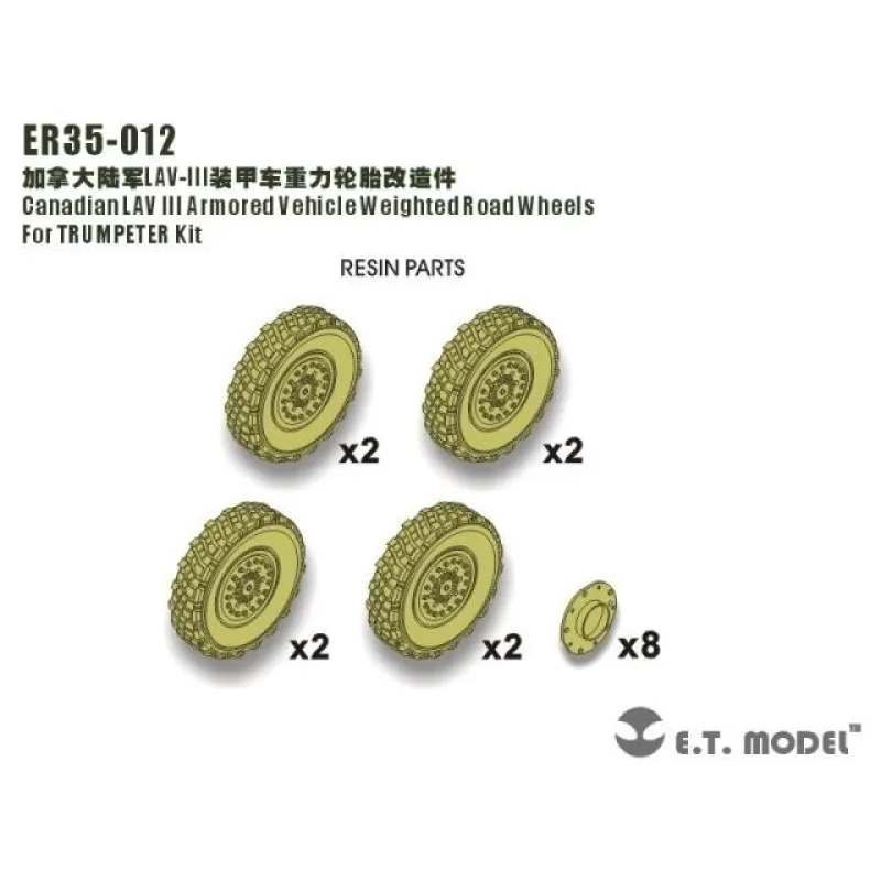 

E.T.MODEL ER35-012 1/35 Canadian LAV III Armored Vehicle Weighted Road Wheels For TRUMPETER Kit