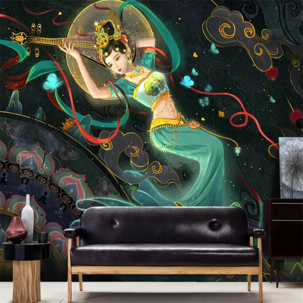 Custom photo Dunhuang frescoes wallpaper 3D retro ballet room wall painting background wall papers home decor papel de parede
