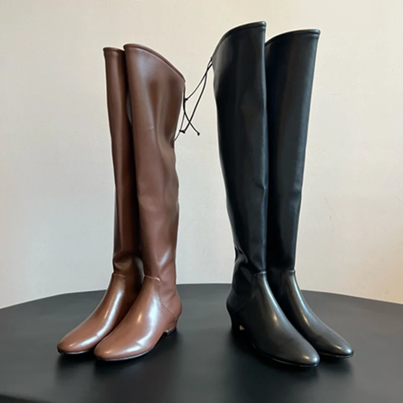 

Jenny&Dave Vintage Winter Women's Elastic Boots French Minimalist Knee Boots,Women's Boots,Woman Shoes,Women's High Boots