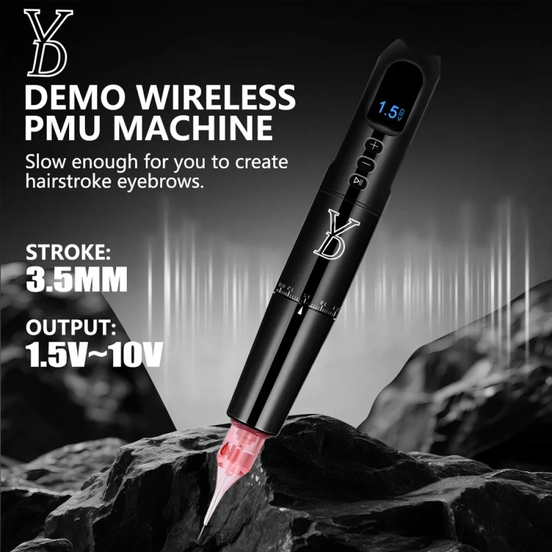 

YDPMU DEMO Беспроводная тату-машинка Роторная перезаряжаемая перманентная машина для перманентного макияжа бровей Губ SMP Пистолет для татуировки Ручка 3,5 мм Ход Черный цвет