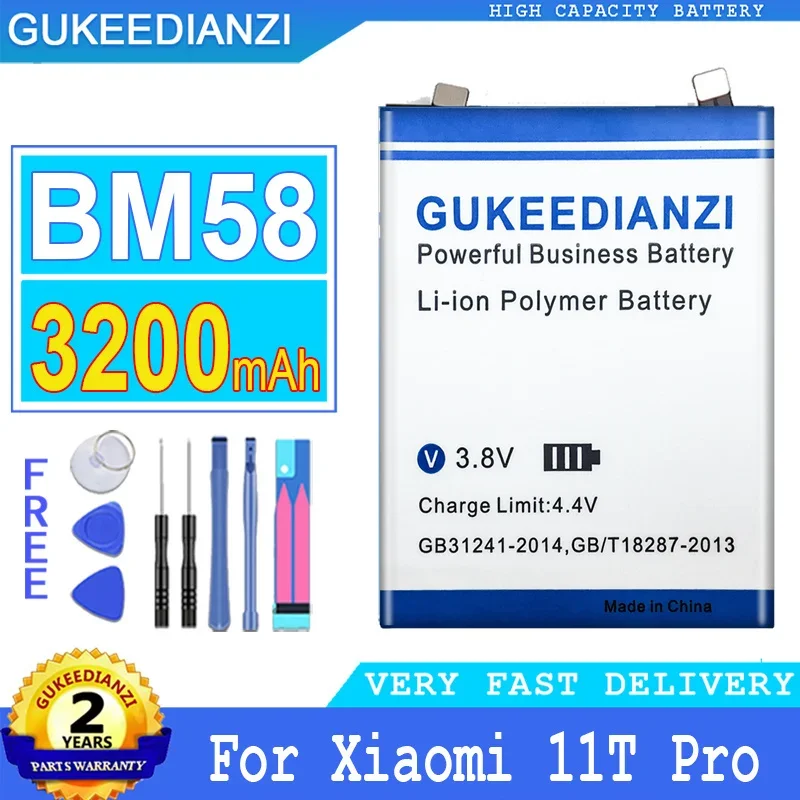 3200mAh GUKEEDIANZI Battery BM58 For Xiaomi Mix 4 Mix4 11T Pro 11TPro 5G Big Power Bateria