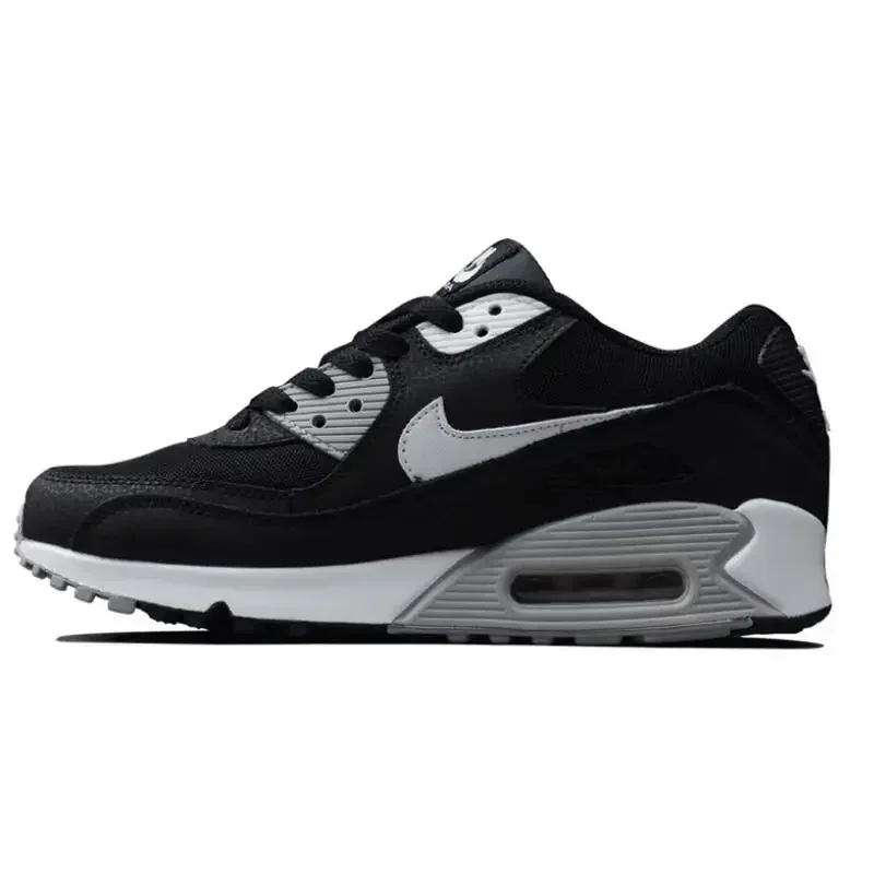 Nike Air Max 90 Retro Sports Comfortable Shock Absorbent Anti Slip Casual Running Shoes for Unisex in Black and White