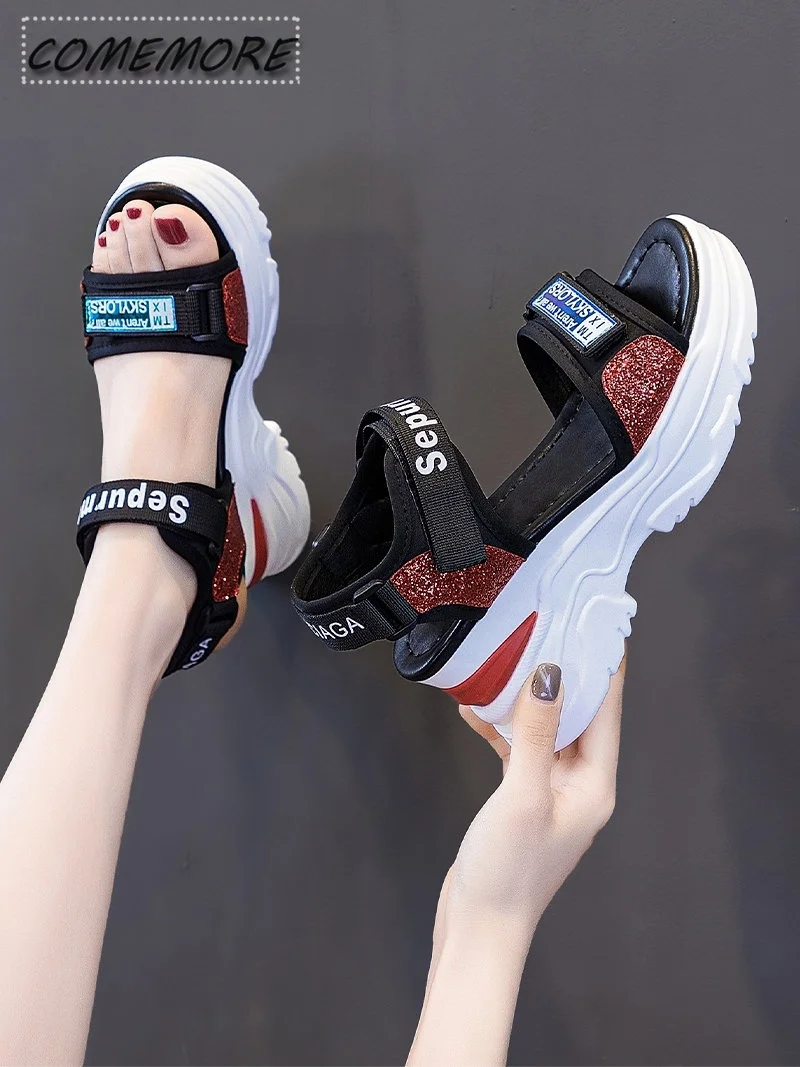 Women Sports Platform Sandals 2023 New Summer Footwear Casual Heightening Ladies Wedge Heels Beach Luxus Designer Shoes Non-slip