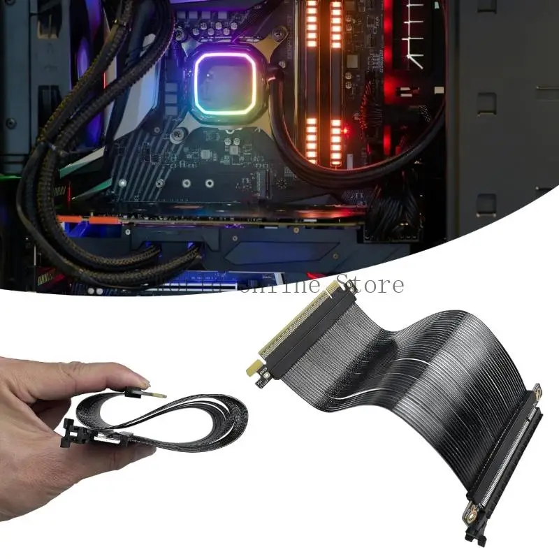 

Highly Speed PCIE5.0 X16 Risers Cable 180 Degree Parallel Design for Optimals System Cooling 0.9mm Thickness Wire 87HC