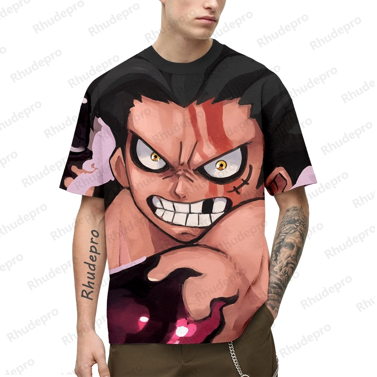 Camiseta Impressa Luffy 3D dos homens, Camisa Engraçada de Uma Peça, Camiseta Harajuku Japonesa, Roupas de Manga Curta, Tops e Camisetas