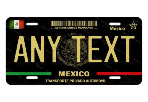 Mexico Black Gold Personalized License Plate Placa Novelty Auto ATV  MOPED bike Aluminum