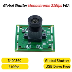 210fps Global Shutter Camera Module VGA,Monochrome USB Webcam,High Speed Capture, Industrial Applications Raspberry Android PC